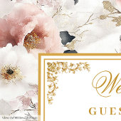 Aerial waterverf stoffige roze gouden bruiloft gastenboek