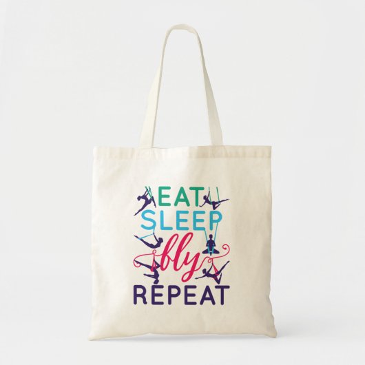 Aerial Yoga Eat Sleep Fly Repeteren Tote Bag (Voorkant)