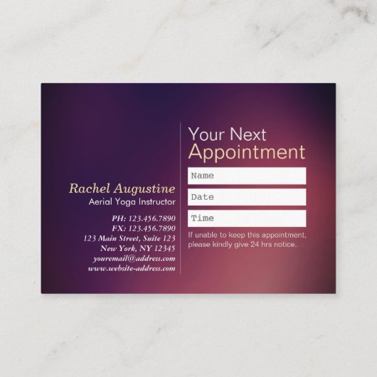 Aerial YOGA Instructor 10 de Aanwijzing van de Kla Klantenkaartje (Achterkant)