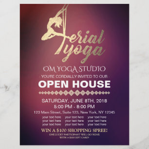 Aerial YOGA Meditation Fitness Studio Open House Flyer