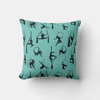 Aerialist Aerial Silks Lyra silhouetten aqua Kussen