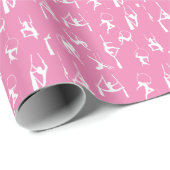 Aerialist Aerial Silks Lyra silhouetten roze Cadeaupapier (Rol Hoek)