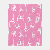 Aerialist Aerial Silks Lyra silhouetten roze Fleece Deken (Voorkant)