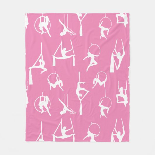 Aerialist Aerial Silks Lyra silhouetten roze Fleece Deken (Voorkant)