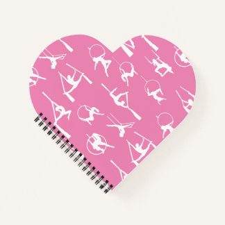 Aerialist Aerial Silks Lyra silhouetten roze Notitieboek
