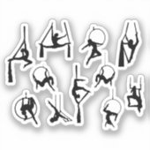 Aerialist Aerial Silks Lyra silhouetten Sticker (Voorkant)