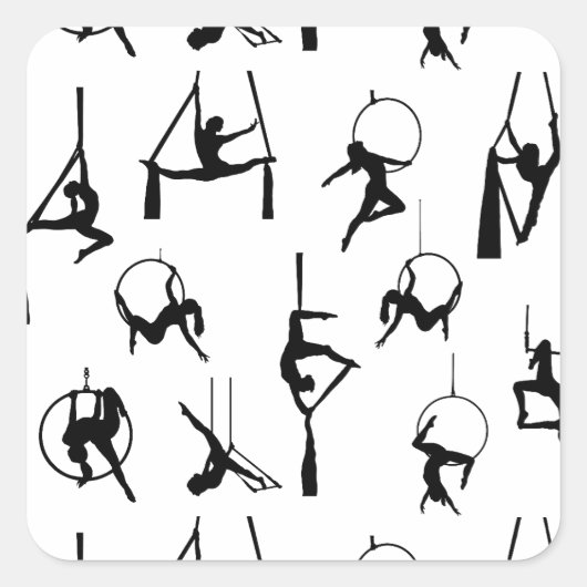 Aerialist Aerial Silks Lyra silhouetten Vierkante Sticker (Voorkant)