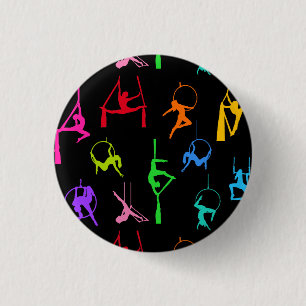 Aerialist Luchtzijde Lyra silhouetten regenboog Ronde Button 3,2 Cm