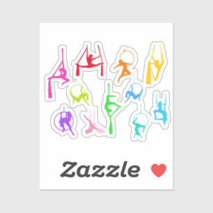 Aerialist Luchtzijde Lyra silhouetten regenboog Sticker