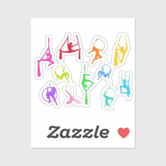 Aerialist Luchtzijde Lyra silhouetten regenboog Sticker (Vel)