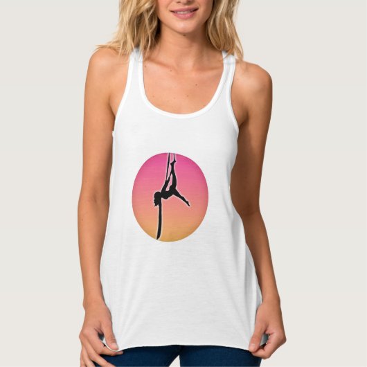 Aerialist op Aerial Silks silhouette dancer pose Tanktop (Voorkant)