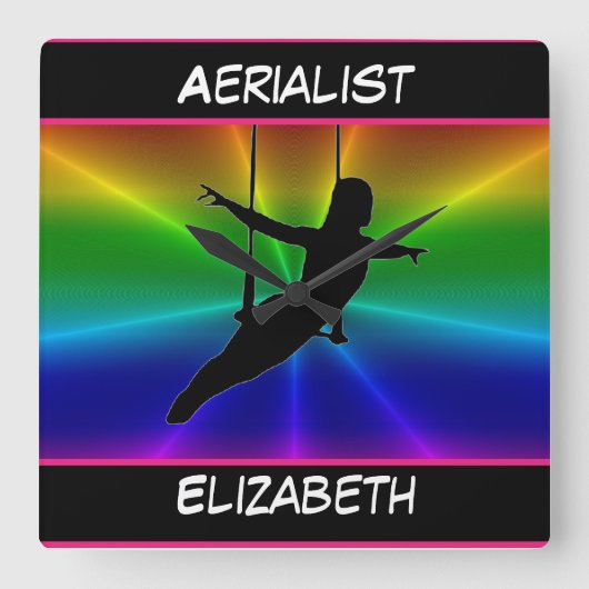 Aerialist Rainbow Burst Vierkante Klok (Voorkant)