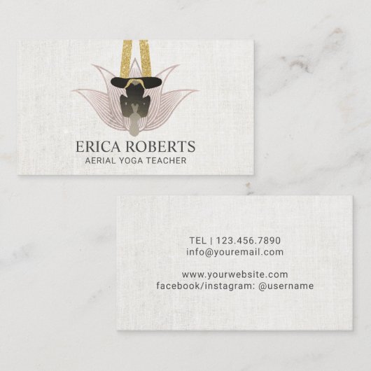 Aerialist Yoga Instructor Roos Gold Lotus Visitekaartje (Voorkant / Achterkant)
