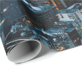 AERIEEL UITZICHT VAN STADSGEBOUWEN TIJDENS DE NACH CADEAUPAPIER (Rol Hoek)