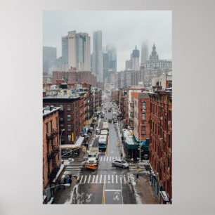 AERIËLE FOTO VAN CITYSCAPE TIJDENS DE DAG POSTER