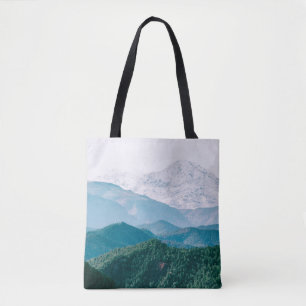 AERIËLE FOTOGRAFIE VAN MOUNTAIN EN TREIN TOTE BAG