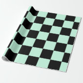 Aero Blue en Black Checkered Pattern Cadeaupapier (Uitgerold)