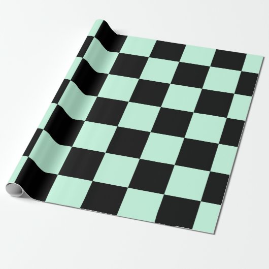 Aero Blue en Black Checkered Pattern Cadeaupapier (Uitgerold)