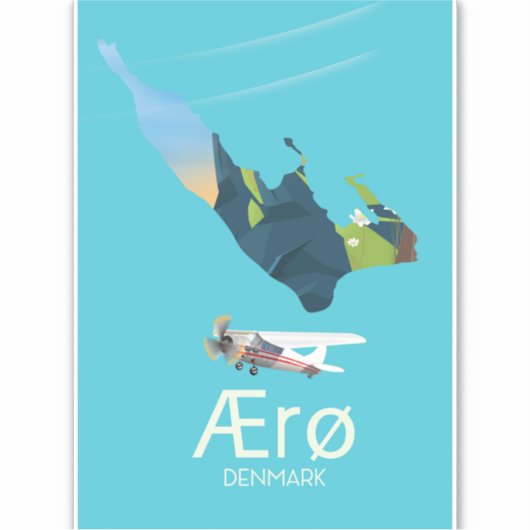AErø, Denemarken Kaart Sticker (Voorkant)