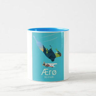 AErø, Denemarken Kaart Tweekleurige Koffiemok