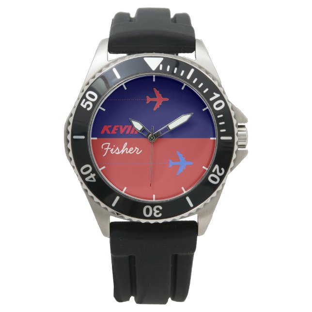 Aero stijl stijlvolle mannen horloge met zijn naam (Voorkant)