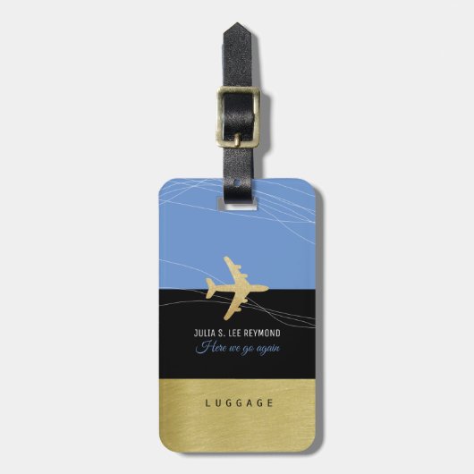 Aero Travel Bags Identifier Elegant Blauw Bagagelabel (Voorkant verticaal)