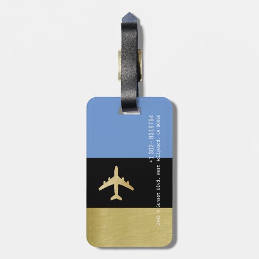 Aero Travel Bags Identifier Elegant Blauw Bagagelabel (Achterkant verticaal)