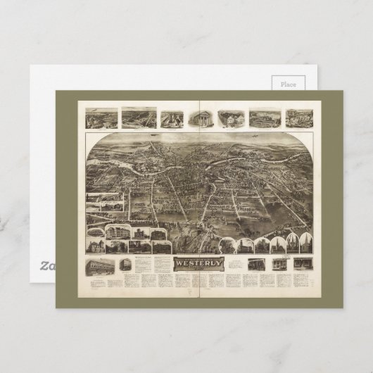 Aero Uitzicht Westerly, Rhode Island (1911) Briefkaart (Voorkant / Achterkant)