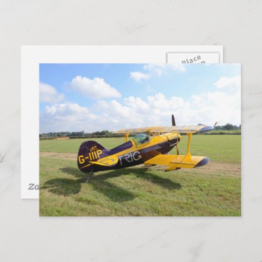 Aerobatic bi-Plane on Field Briefkaart (Voorkant / Achterkant)