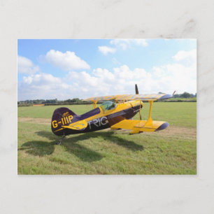 Aerobatic bi-Plane on Field Briefkaart