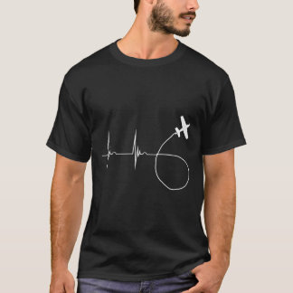 Aerobatic Heartbeat Biplane Airshow EKG Pulseline T-shirt