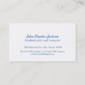 Aerobatic white blue modern aviation visitekaartje (Achterkant)