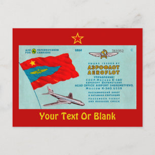 Aeroflot Passenger Ticket Briefkaart