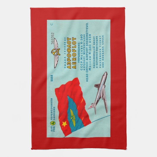 Aeroflot Passenger Ticket Theedoek (Verticaal)