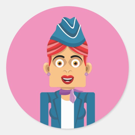 Aeromoza Ronde Sticker (Voorkant)