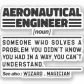 Aeronautical Engineer Noun Definition Funny Worker Sticker (Voorkant)