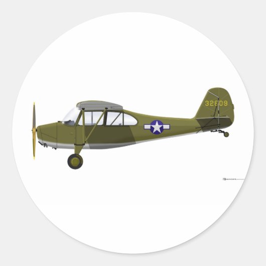 Aeronca L-16 Grasshopper Ronde Sticker (Voorkant)