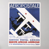 AEROPOSTALE Postal Old Airplane Poster Art Deco (Voorkant)