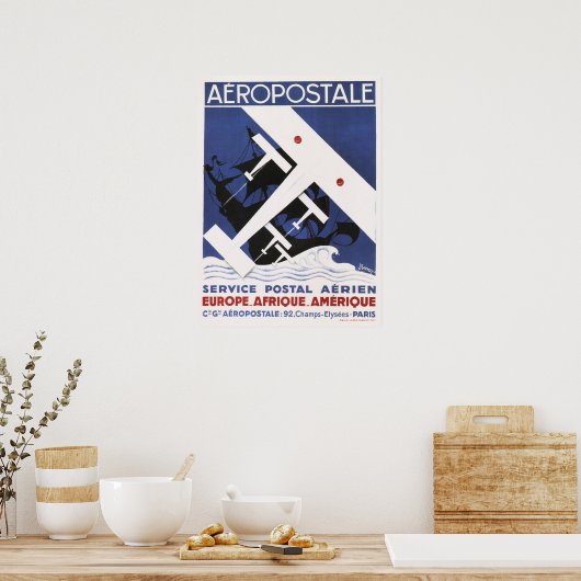AEROPOSTALE Postal Old Airplane Poster Art Deco (Keuken)