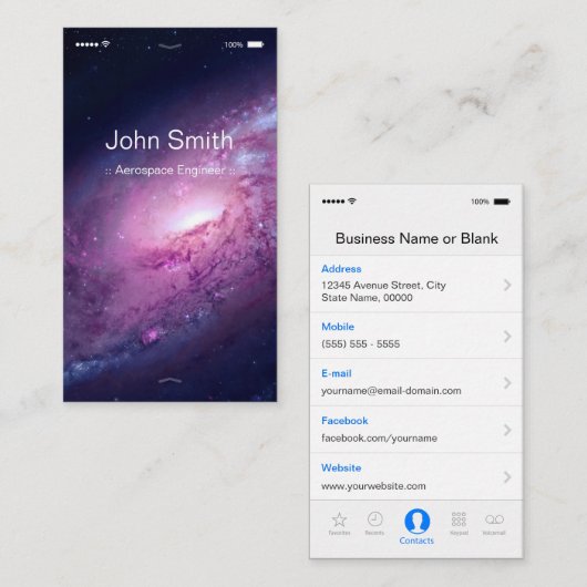 Aerospace Engineer -  flatUI stijl Visitekaartje (Voorkant / Achterkant)