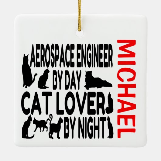 Aerospace Engineer houdt van Cats CUSTOM Keramisch Ornament (Achterkant)