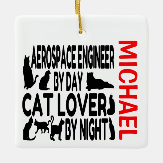 Aerospace Engineer houdt van Cats CUSTOM Keramisch Ornament (Voorkant)