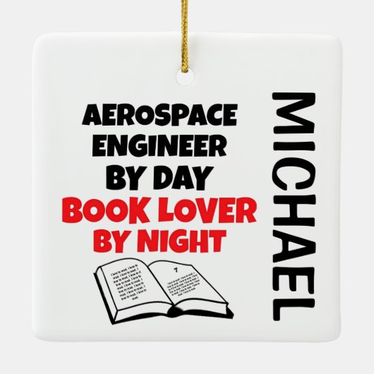 Aerospace Engineer houdt van het lezen van CUSTOM Keramisch Ornament (Achterkant)