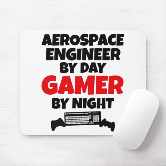 Aerospace Engineer tegen dag gamer bij nacht Muismat (Met muis)