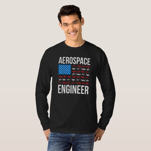 Aerospace Engineering US Flag Aerospace Engineer W T-shirt (Voorkant volledig)