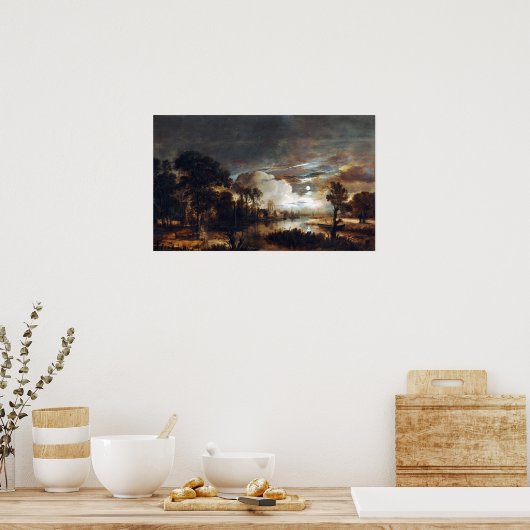 Aert van der Neer Moonlit Landschap Poster (Keuken)