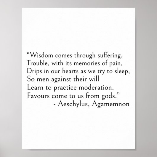 Aeschylus citeert - Wisdom komt door lijden Poster (Voorkant)