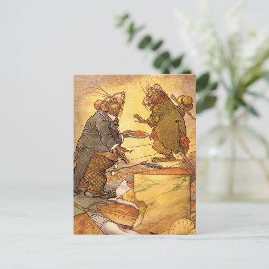 Aesop's Fable, Country Mouse, City Mouse Briefkaart (Staand voorkant)