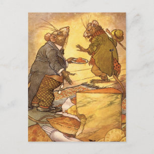 Aesop's Fable, Country Mouse, City Mouse Briefkaart