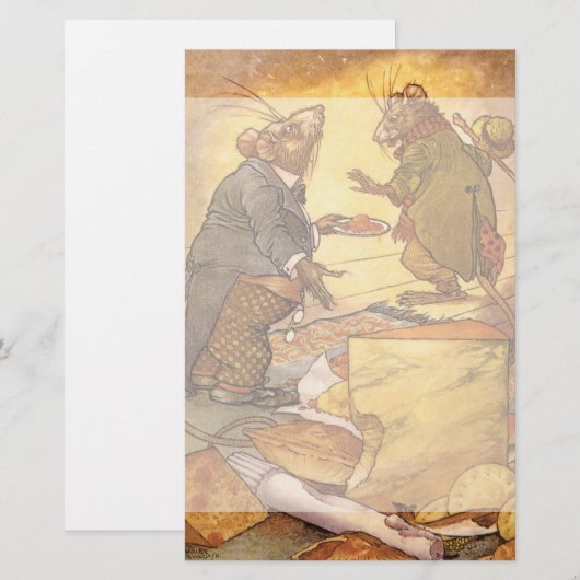  Aesop's Fable, Country Mouse, City Mouse Briefpapier (Voorkant / Achterkant)